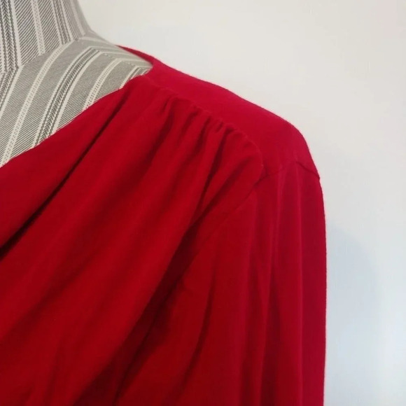 Fashion Essentials Cowl Neckline Red Shirt, 1X - Picture 3 of 5